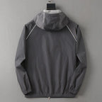 Piping Trim Hooded Zip‑Up Jacket