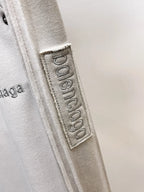 Side‑Stripe Text Detail Straight Pants