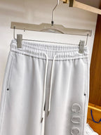 Side Embossed   Drawstring‑Hem Pants
