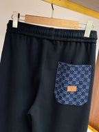 Jacquard Patch Pocket   Straight Pants