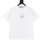 Dotted Outline Cursive Dual-Sided Print T-Shirt