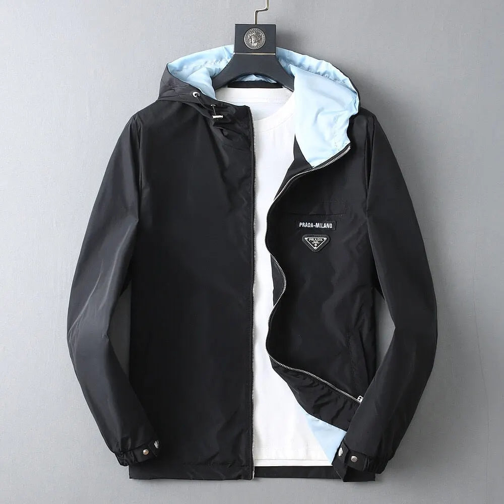 Triangle Contrast Lining Hooded Jacket