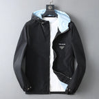 Triangle Contrast Lining Hooded Jacket