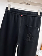 Chest Embroidered Badge Back‑Pocket Motif Pants