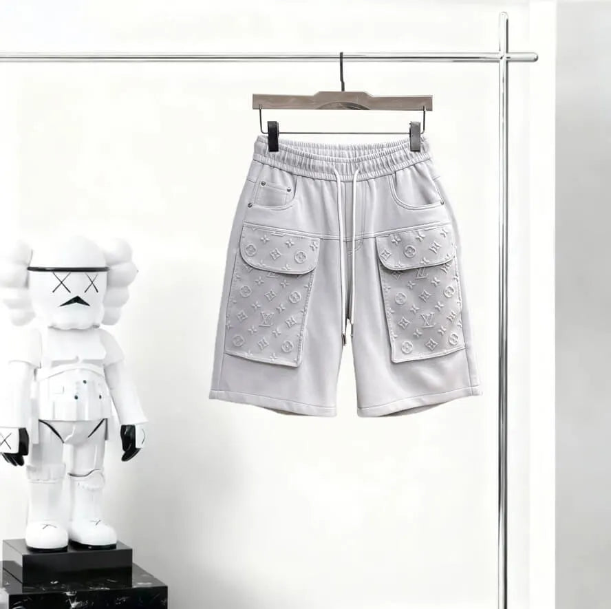 Embossed Monogram Cargo Casual Shorts