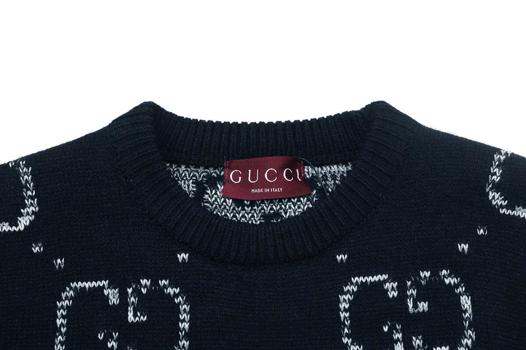 Vintage Jacquard Crew Neck Knit Sweater