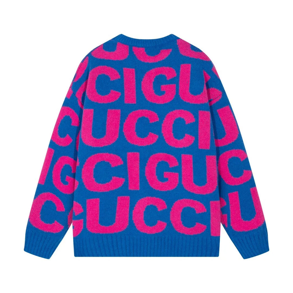Letter Print Jacquard Sweater