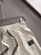 Plaid Cuff Label Decor Shorts