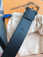 Grained Leather Belt with Metal Accents