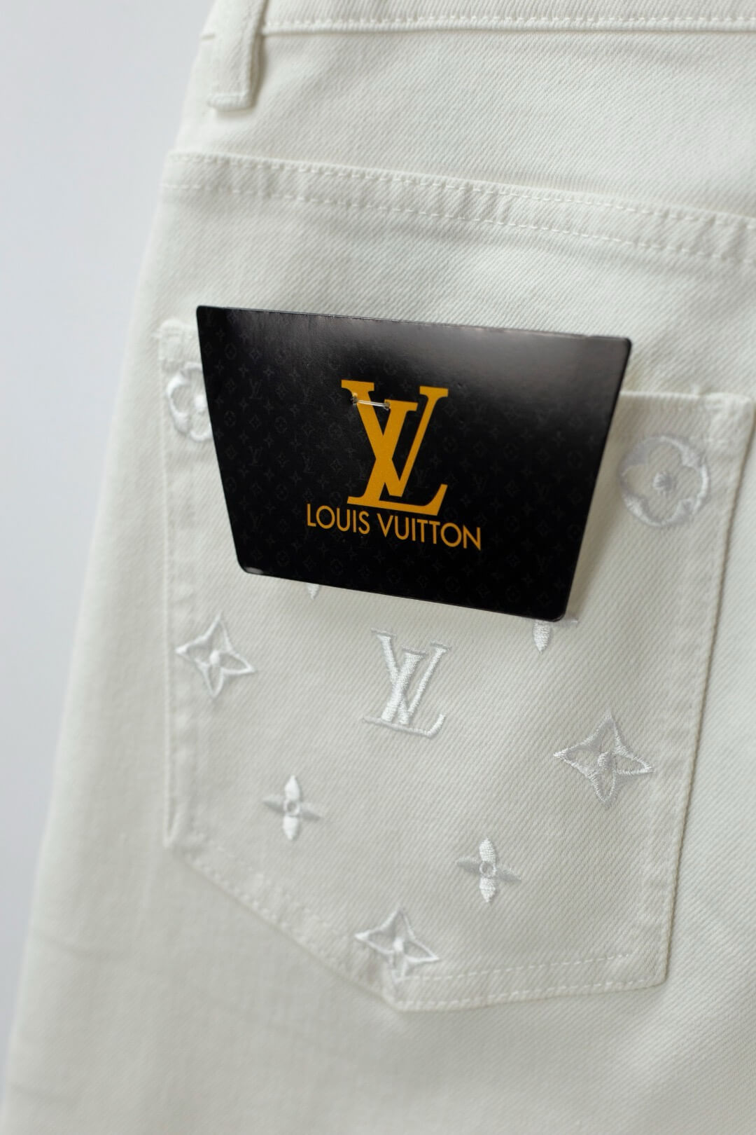 White Pocket Embroidery Jeans