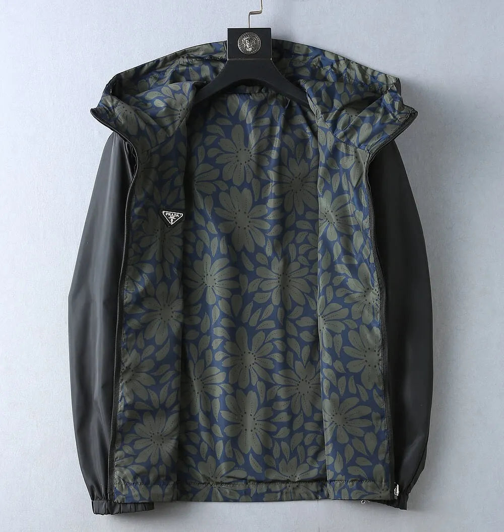 Floral Print Reversible Collared Jacket &Hooded Jacket