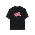 Retro Pink Cursive Letter Print T-Shirt
