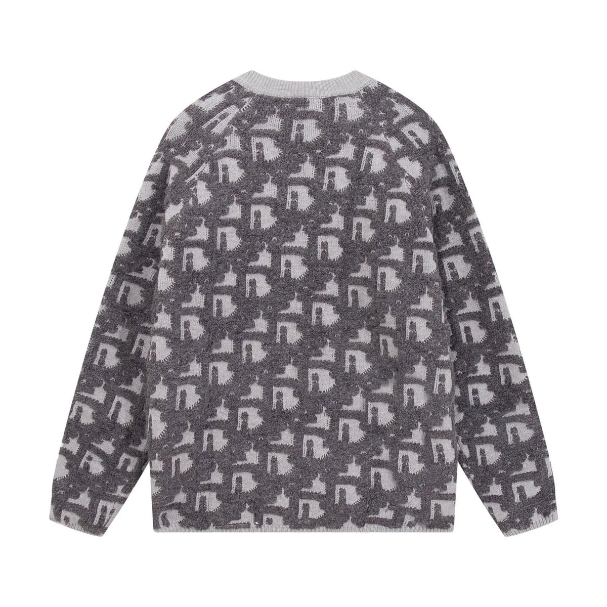 Detachable‑Zip Pattern Knit Sweater