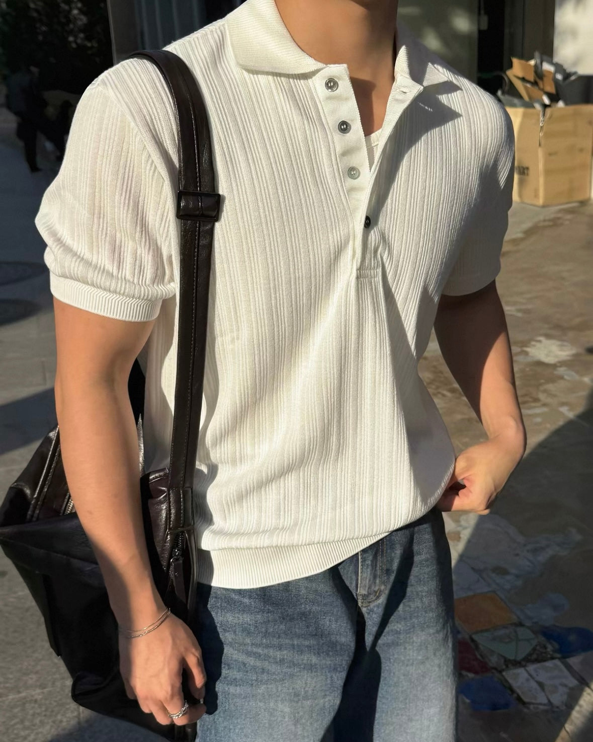 Vintage Striped Collared Polo Shirt