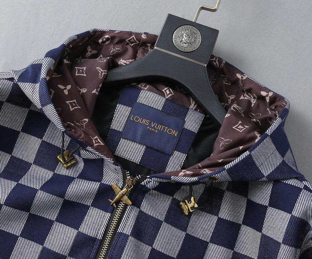 Plaid Pattern Casual Hooded Jacket
