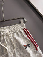 Horse Embroidery Side Stripe Shorts