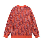 Orange All‑Over Logo Sweater Cardigan