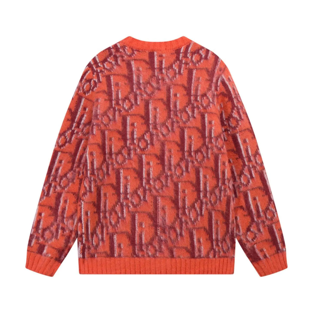 Orange All‑Over Logo Sweater Cardigan
