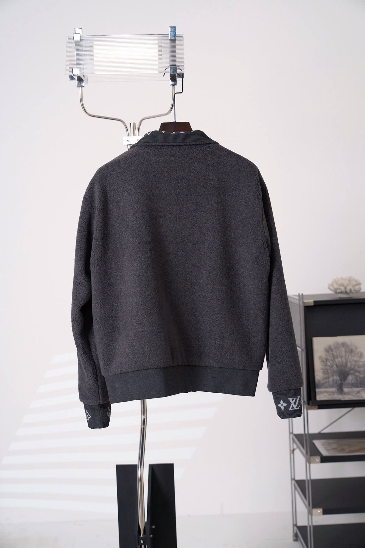 Stand Collar Jacquard Fleece Zip Jacket