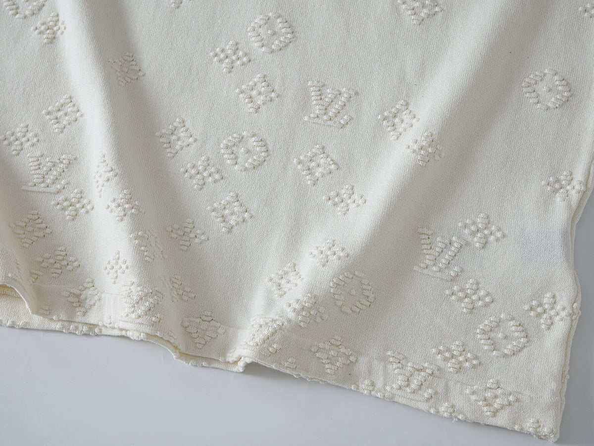 Embossed All-Over Vintage Knit T-Shirt