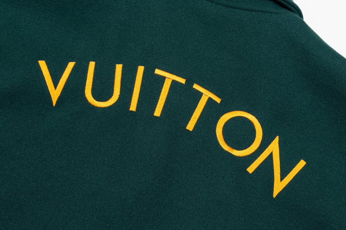Green Shearling Collar Baseball Jacket