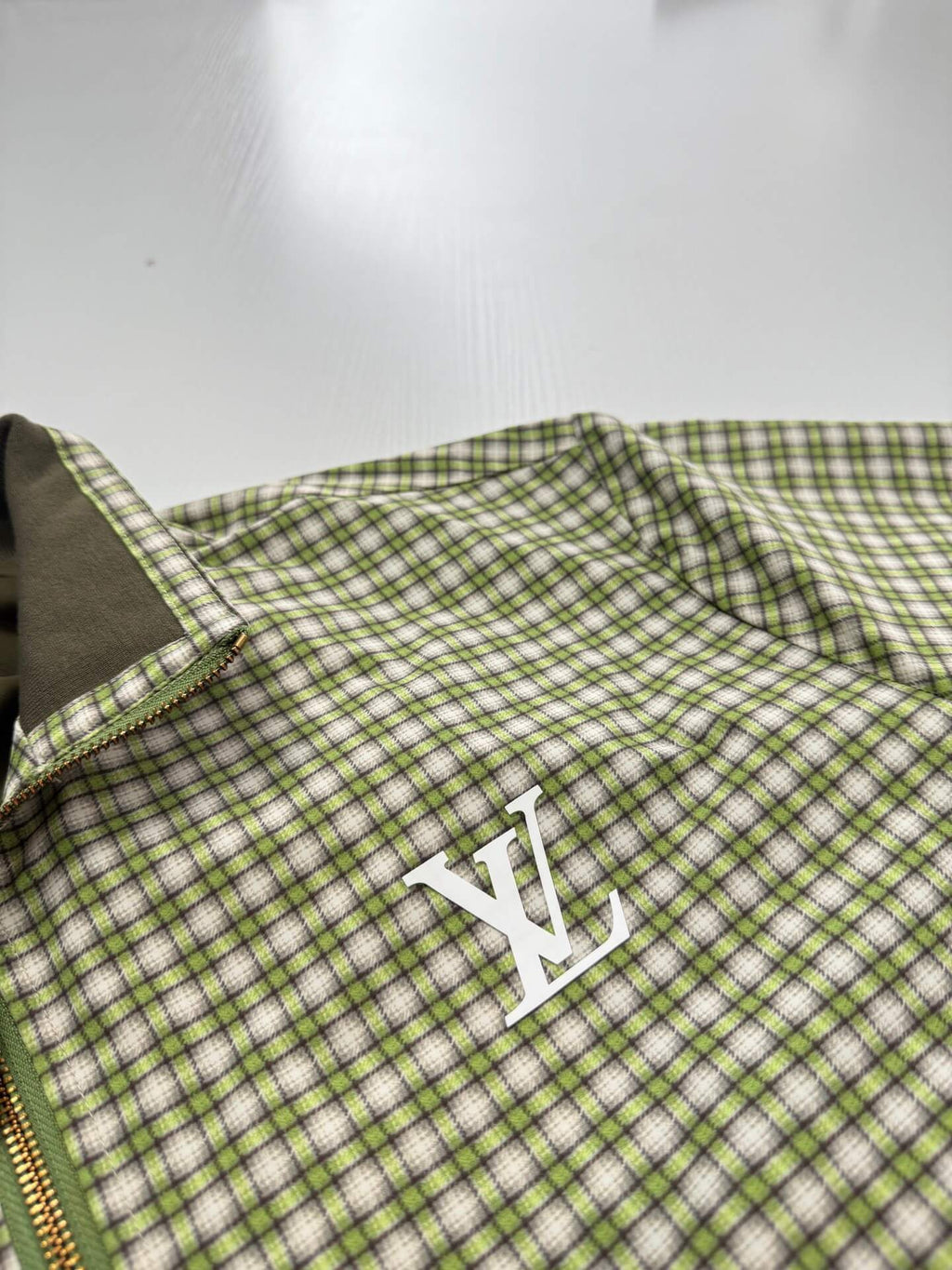 Green Plaid Gradient Color‑Block Jacket