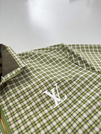 Green Plaid Gradient Color‑Block Jacket