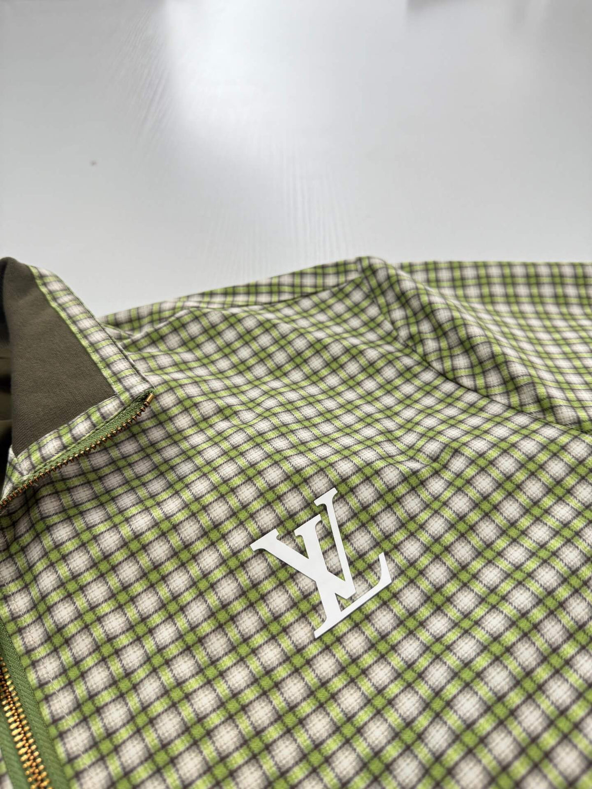 Green Plaid Gradient Color‑Block Jacket