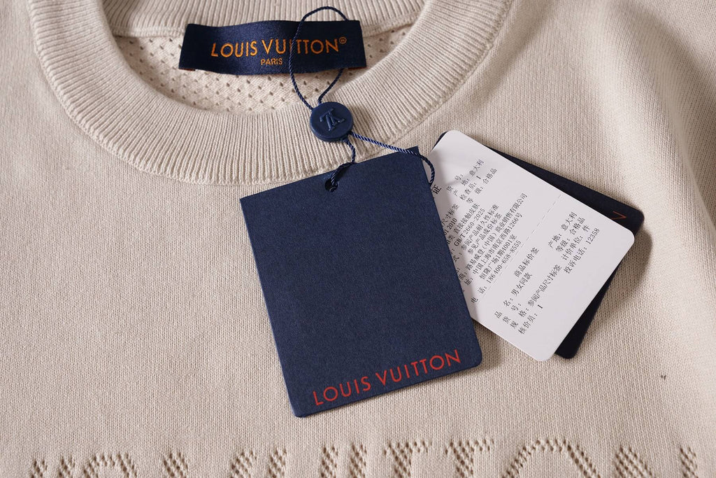 Letter Jacquard Mesh Knit T-Shirt