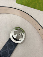 Retro Double G All-Over Print Leather Belt