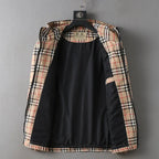 Vintage Plaid Drawstring Hooded Jacket