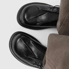 Pleated Square‑Toe Leather Dress Shoe
