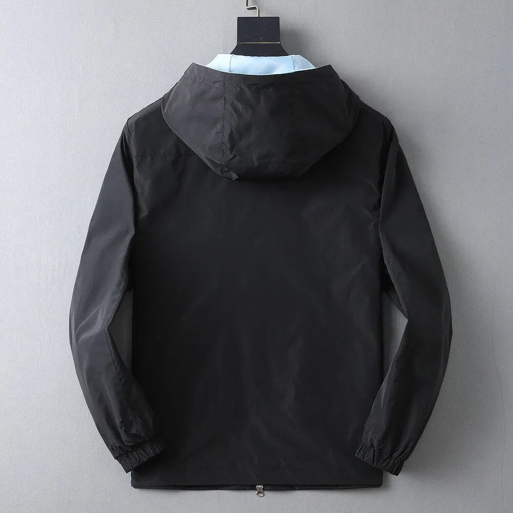 Triangle Contrast Lining Hooded Jacket