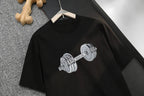 Dumbbell Pattern Realistic Print T‑shirt