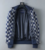 Checker Pattern Casual Bomber Jacket
