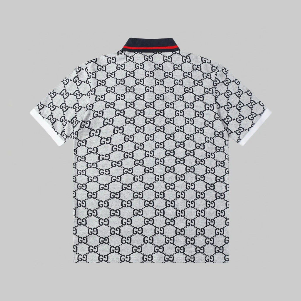 All‑Over Print Color‑Blocked Polo Shirt