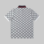 All‑Over Print Color‑Blocked Polo Shirt