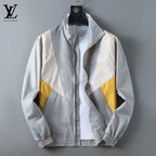 Spliced Print Casual Zip‑Up Jacket