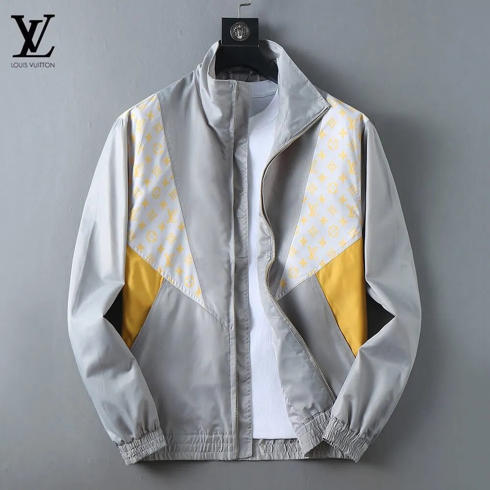 Spliced Print Casual Zip‑Up Jacket