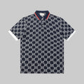 All‑Over Print Color‑Blocked Polo Shirt