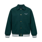 Green Shearling Collar Baseball Jacket