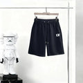 Letter‑Embroidery Drawstring Sweat Shorts