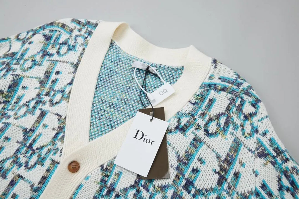 Jacquard Button-Up Cardigan Sweater