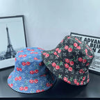 Cherry Monogram Denim Bucket Hat