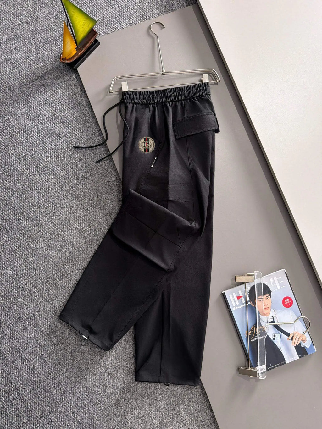 Badge Embroidery Multi-Pocket Cargo Pants