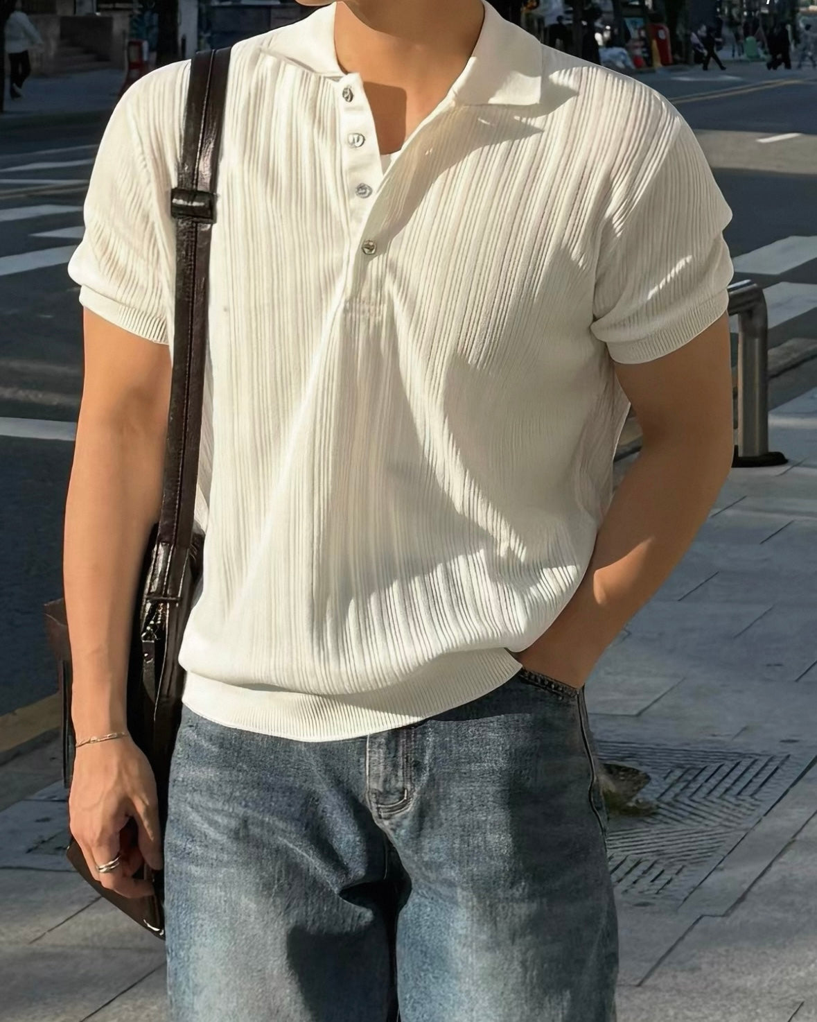 Vintage Striped Collared Polo Shirt