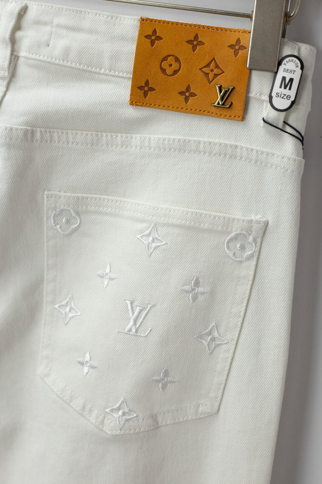 White Pocket Embroidery Jeans