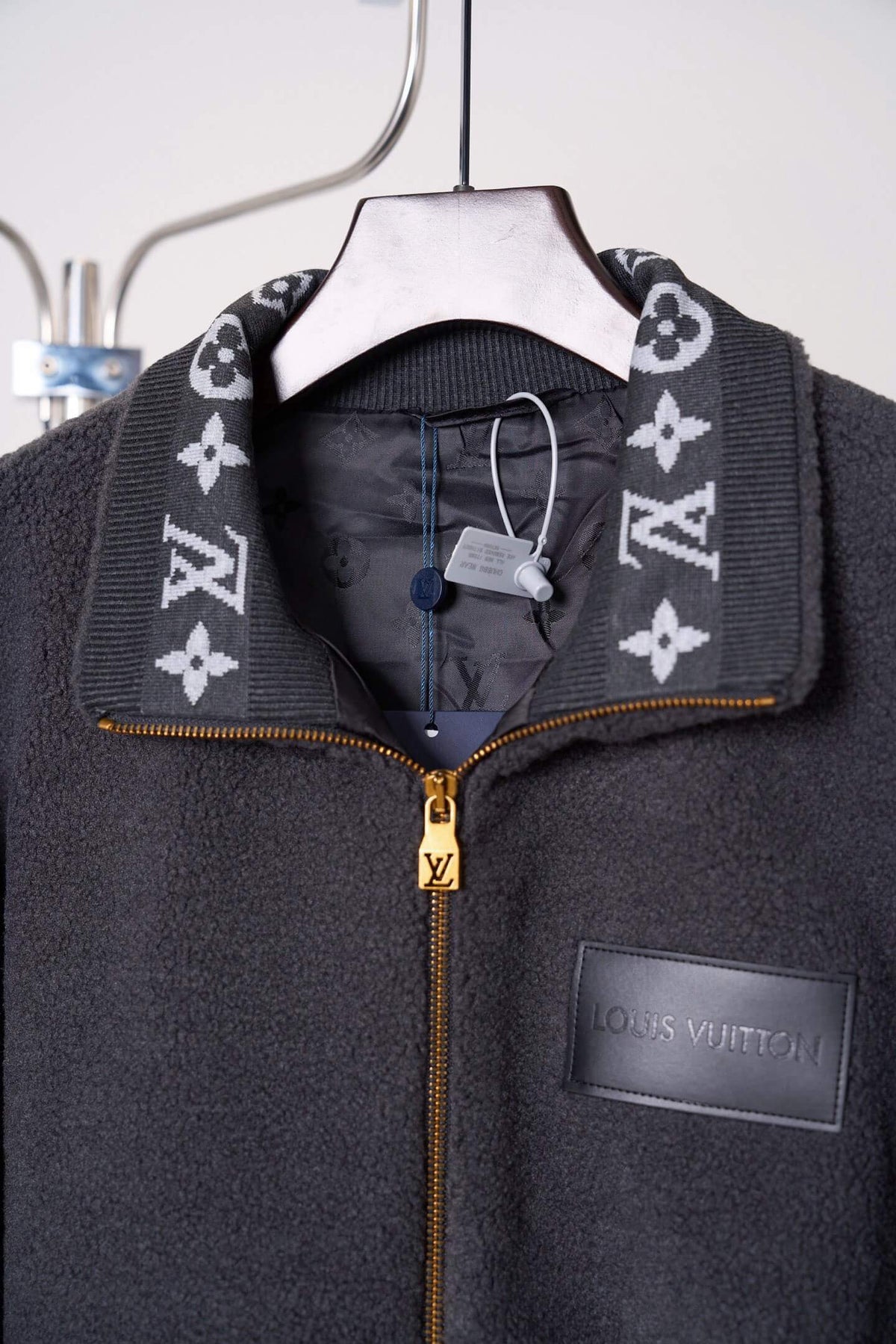 Stand Collar Jacquard Fleece Zip Jacket