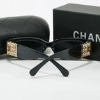 Wide Temple Diamond-Accent Rectangle Sunglasses