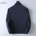 Script Embroidery Collared Zip‑Up Jacket